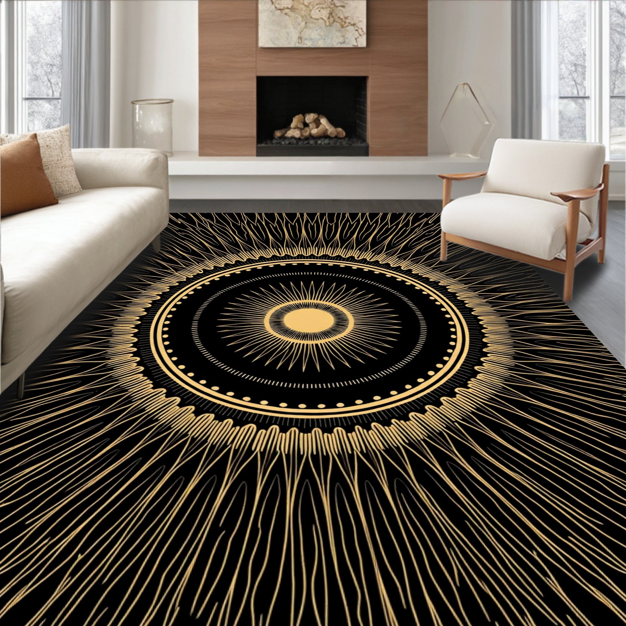 Art Deco Sunburst Graphic Design Rug