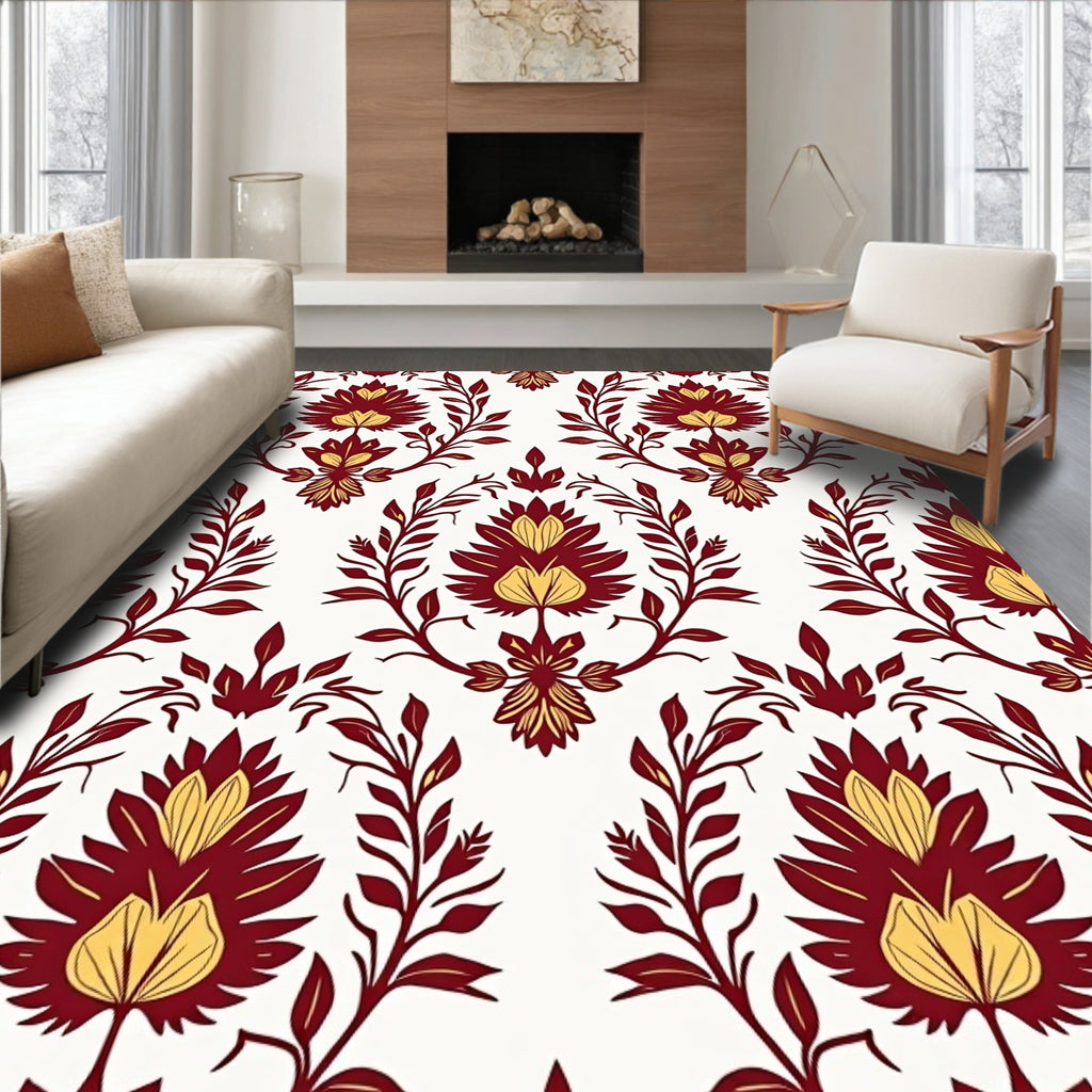 Regal Floral Damask Pattern Design Rug