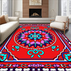Vibrant Floral Mandala Pattern Rug