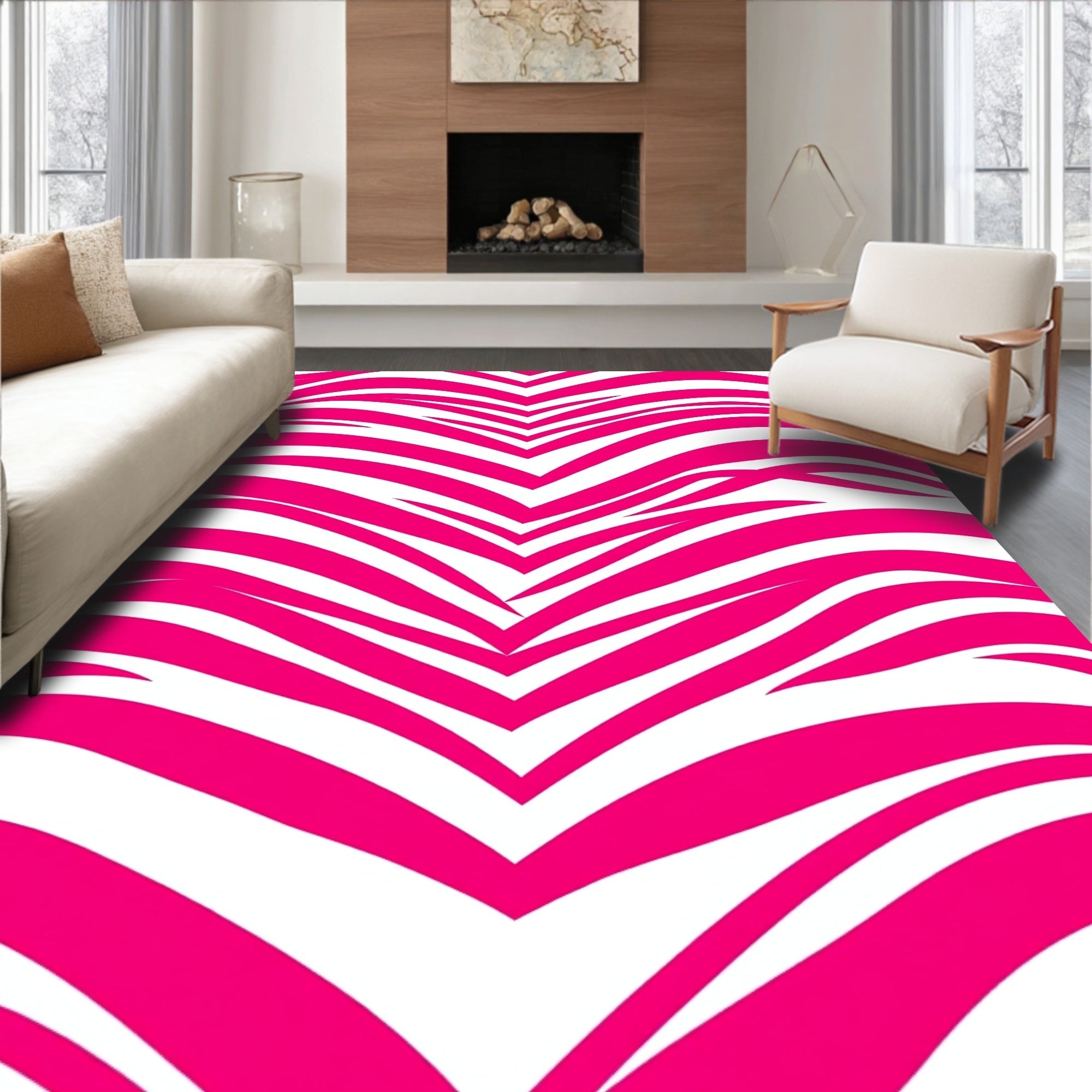 Bold Pink Zebra Stripes Rug