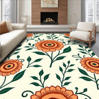 Orange Blossom Vines On Cream Rug