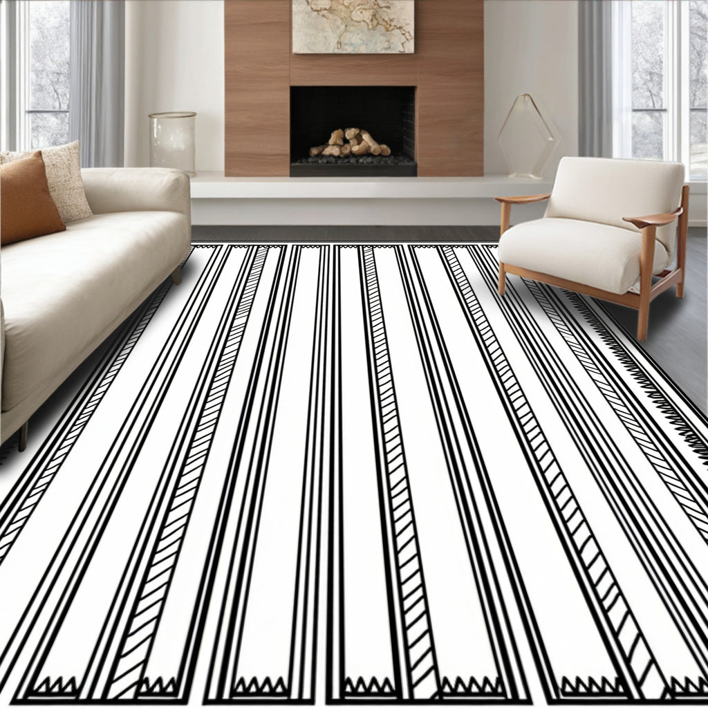 Minimalist Striped Geometric Pattern Rug