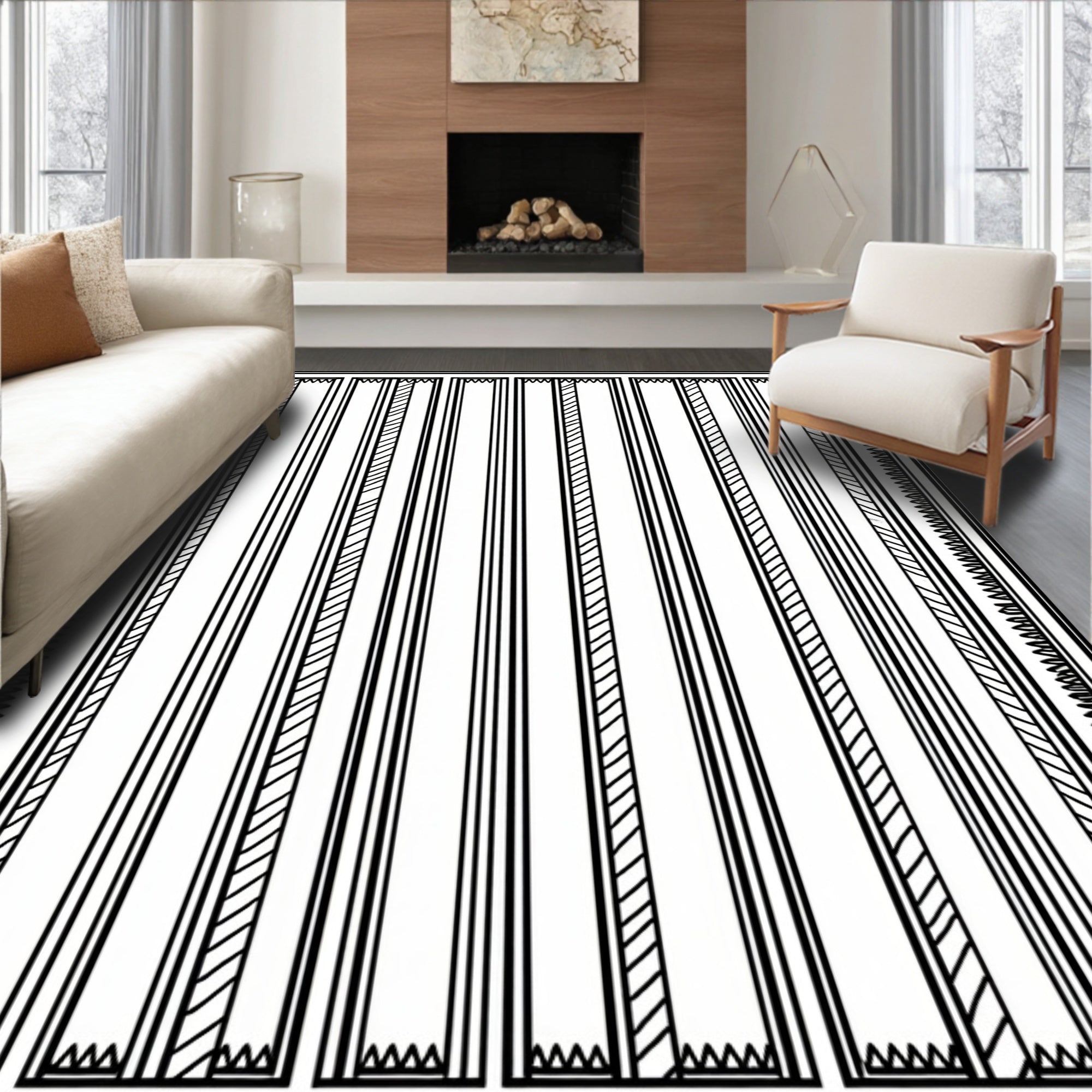 Minimalist Striped Geometric Pattern Rug