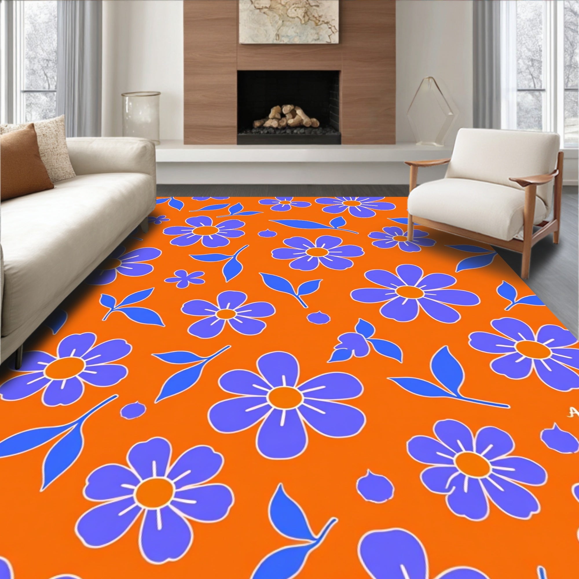 Groovy Floral Pattern Rug