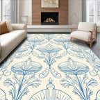 Blue Floral Art Nouveau Pattern Rug
