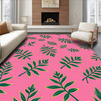 Vibrant Pink Emerald Leafy Spray Rug