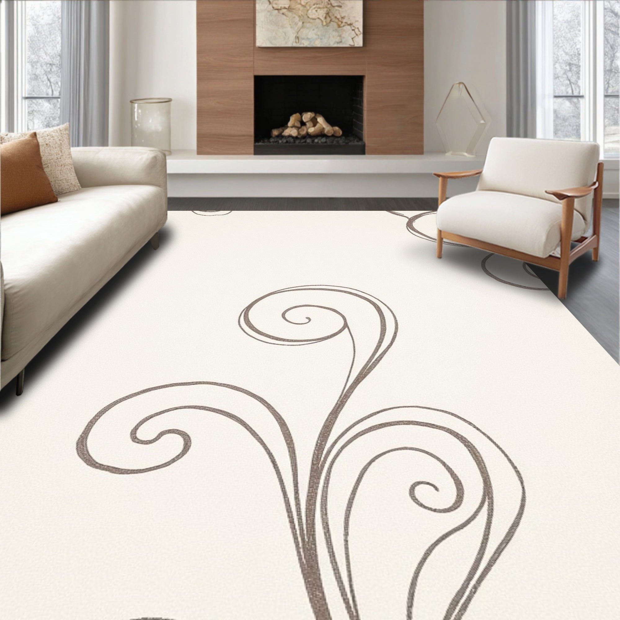 Swirl Floral Pattern Design Rug