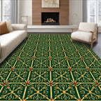 Emerald Gold Art Deco Grid Rug