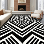 Sharp Black White Geometric Pattern Rug