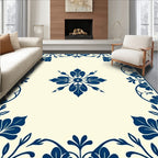 Classic Navy Floral Medallion Design Rug