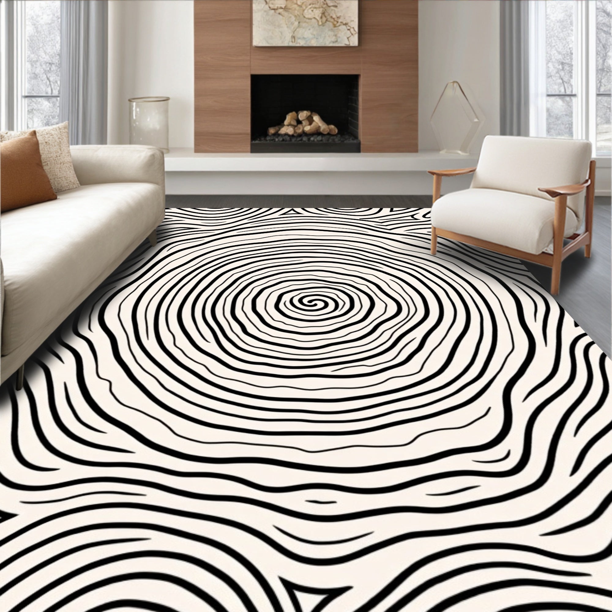 Abstract Swirl Contour Pattern Rug