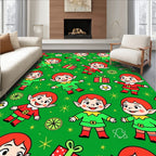 Holiday Elves with Gifts and Stars Rug