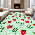 Red Strawberry White Daisy Pattern Rug