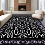 Mysterious Black White Symmetry Design Rug