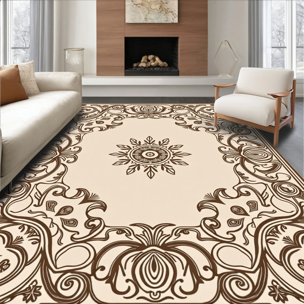 Ornate Floral Scrollwork Traditional Rug