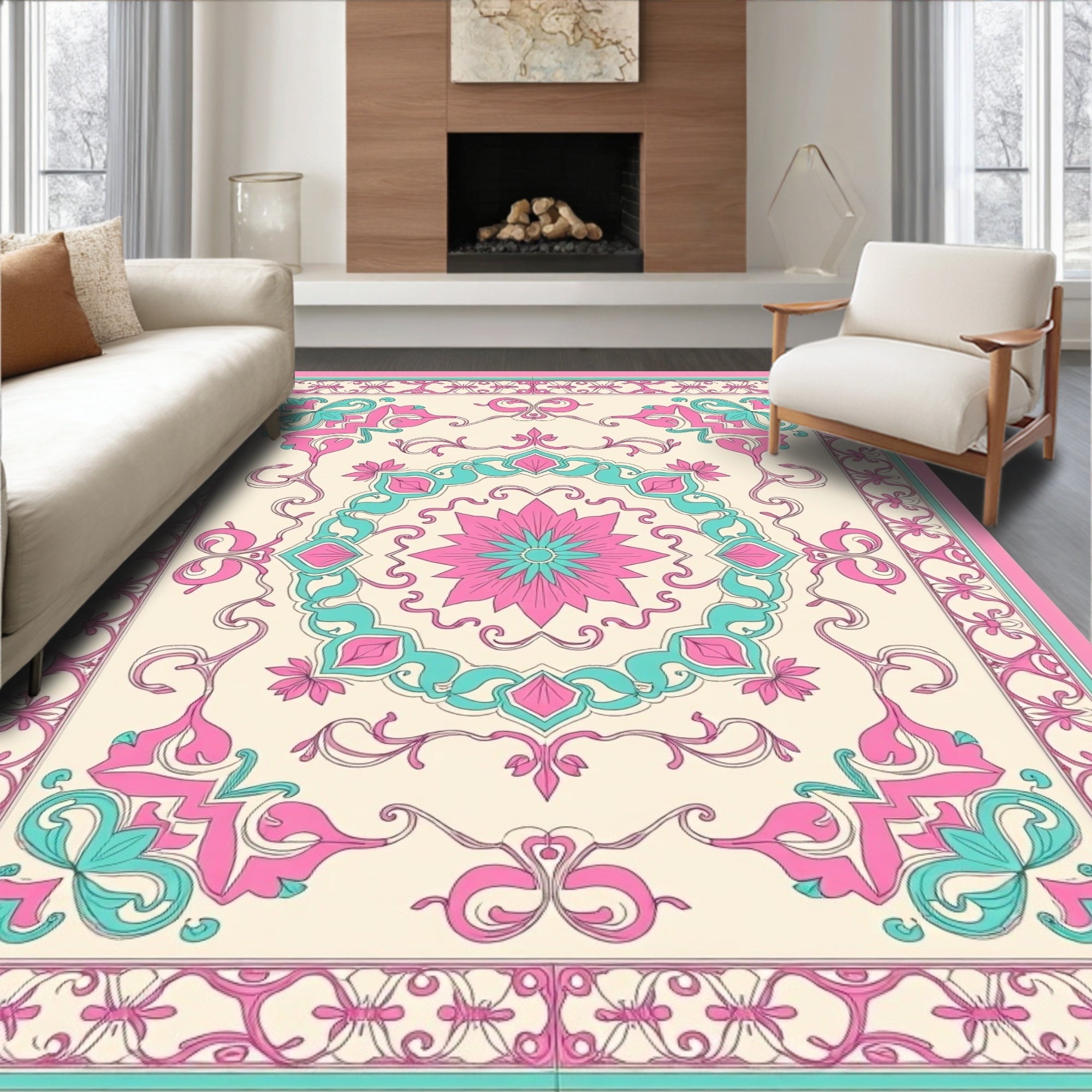 Ornate Floral Inlay Design Rug