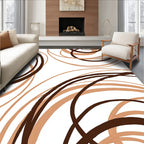 Brown Tan Swish Abstract Design Rug