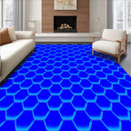 Hexagon Pattern Royal Blue Design Rug