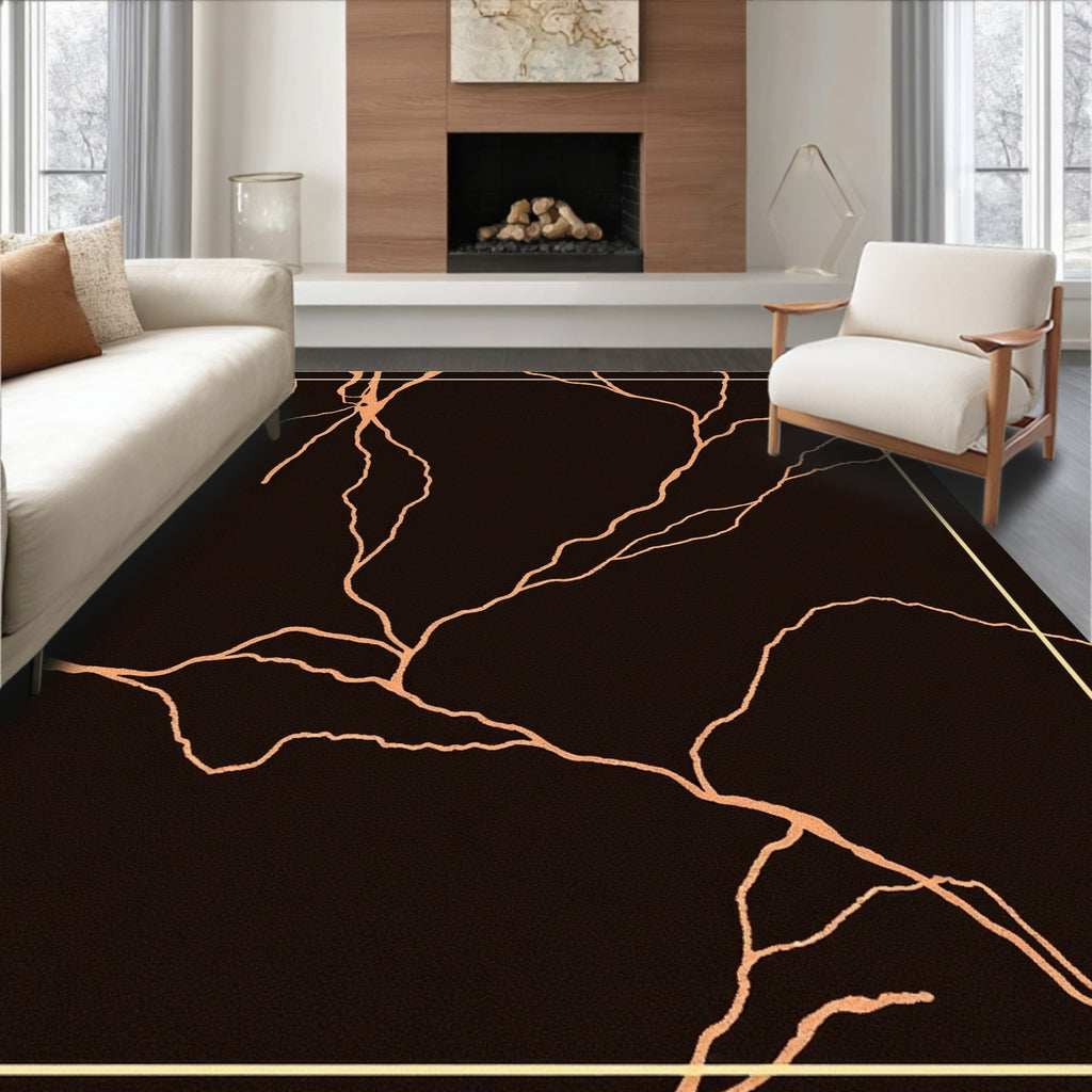 Metallic Vein Cracked Surface Rug