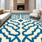 Blue Cream Abstract Lattice Design Rug