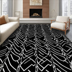 Monochrome Abstract Geometric Stripe Rug