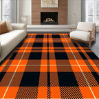 Orange Black Plaid Pattern Rug