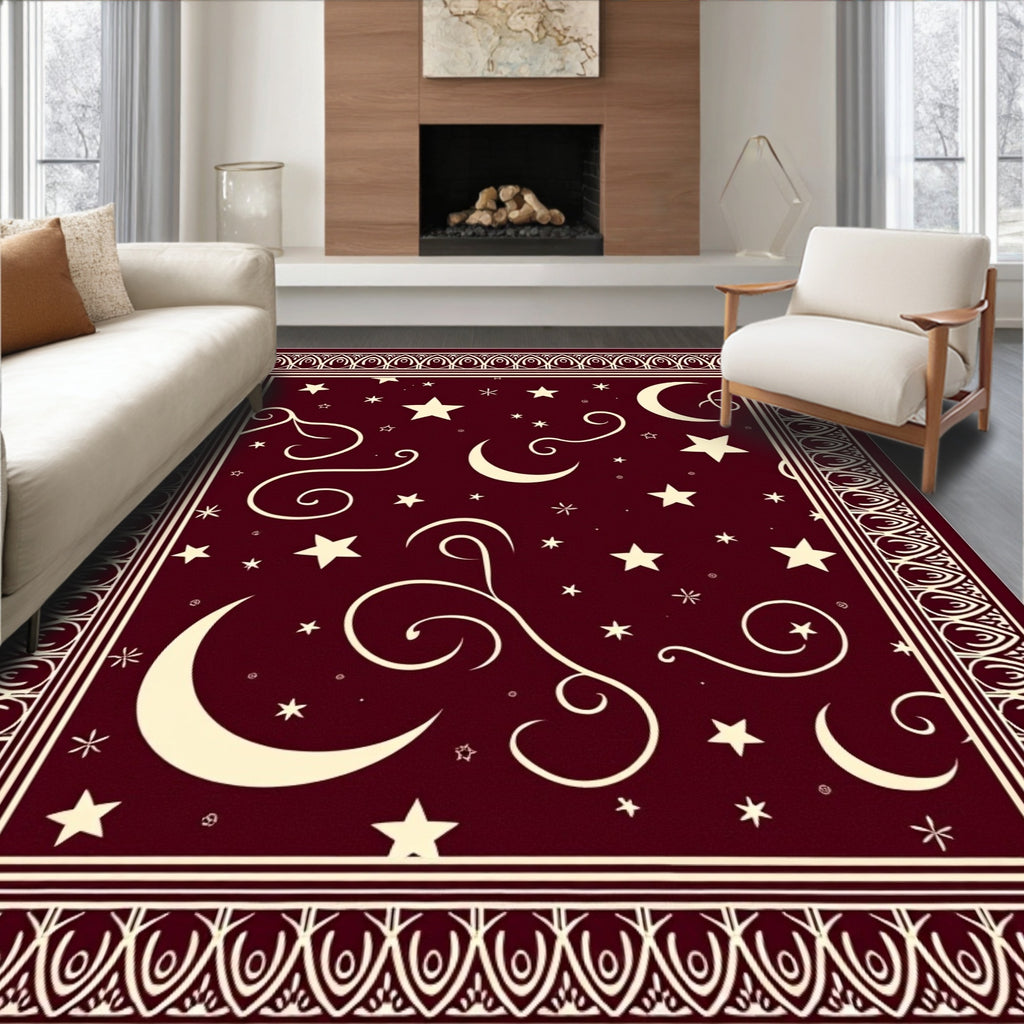 Celestial Moon Star Patterned Rug