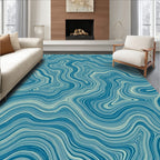 Blue Wavy Veined Abstract Pattern Rug