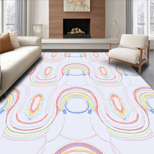 Abstract Rainbow Arc Pattern Rug