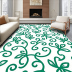 Classic Green Floral Swirl Pattern Rug