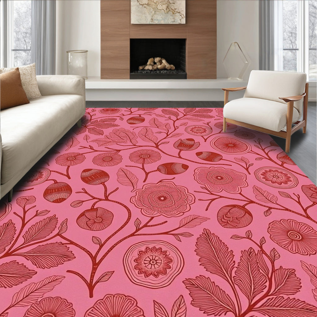 Vintage Floral Branch Pattern Rug