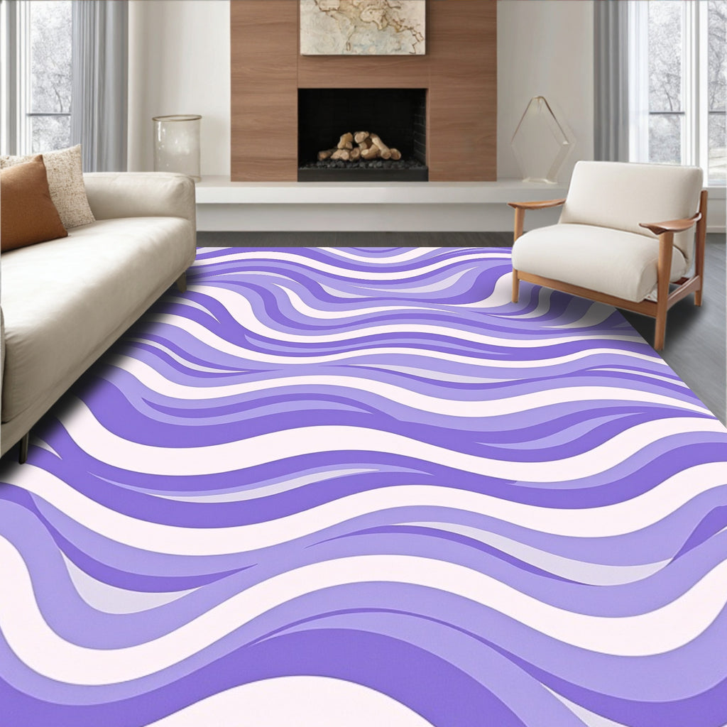Lavender Wavy Stripe Pattern Rug