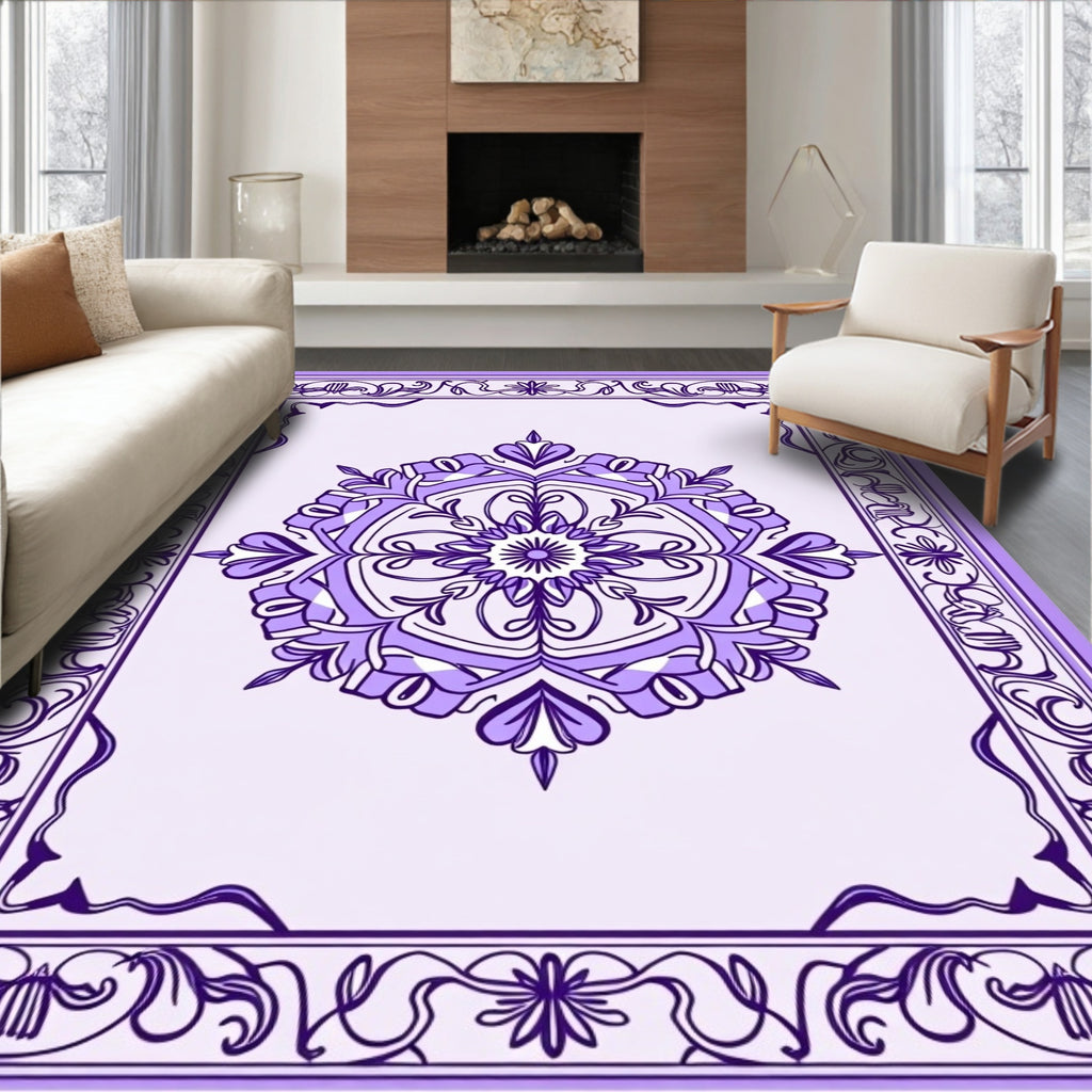 Elegant Violet Mandala Pattern Rug