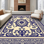Classic Blue White Ornate Pattern Rug