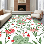 Whimsical Vine Floral Red Bloom Rug