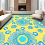 Bright Yellow Abstract Floral Pattern Rug