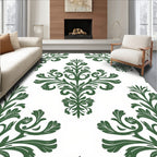 Classic Green Floral Damask Pattern Rug