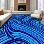 Dynamic Blue Swirl Lines Rug