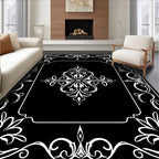 Ornate Floral Square Border Design Rug