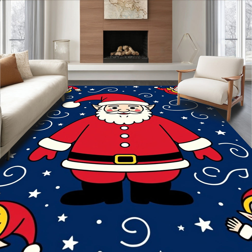Jolly Santa Elf Festive Pattern Rug