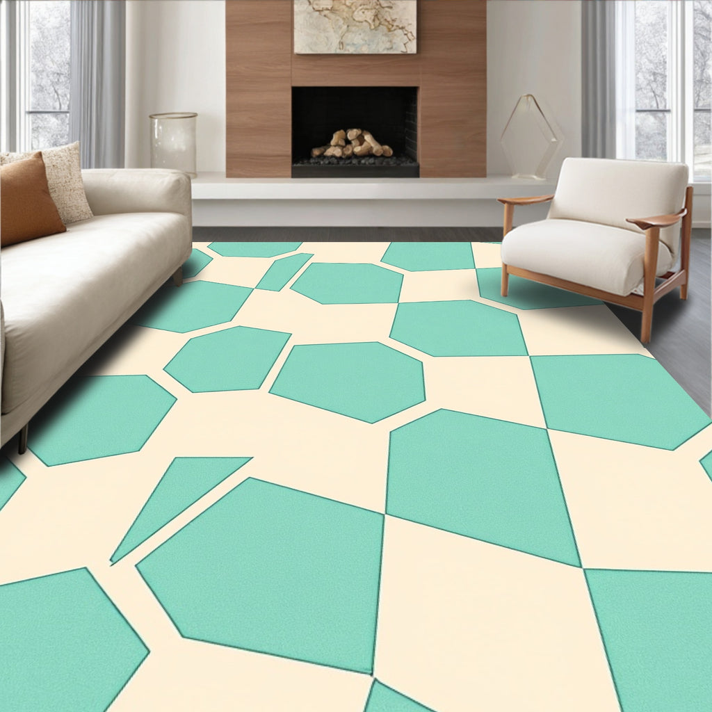Teal Geo Mosaic Pattern Rug