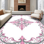 Ornate Pink Gray Flourish Rug