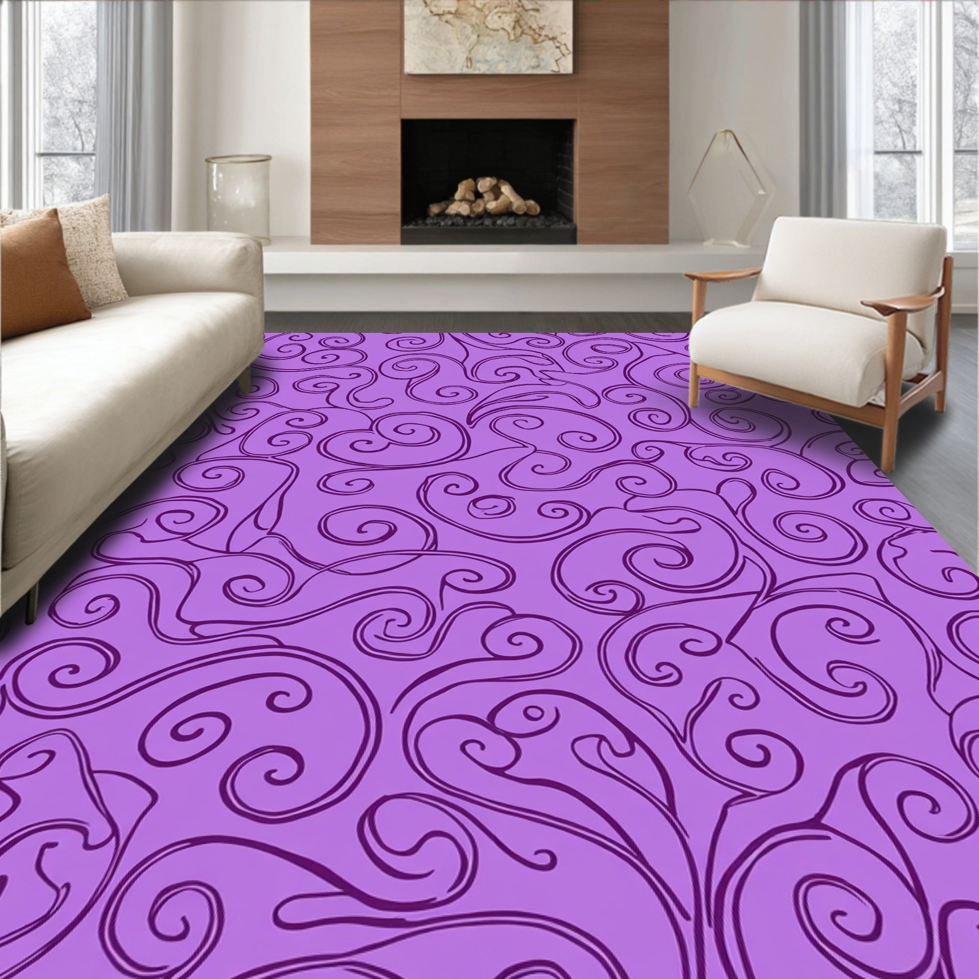Ornate Swirls And Vines Pattern Rug