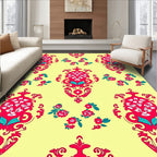 Red Floral Damask Pattern Rug