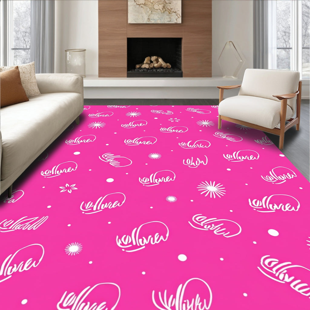 Hot Pink Script Starburst Repeating Rug
