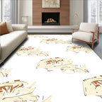 Cream and Brown Abstract Doodles Rug