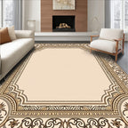 Elegant Floral Scrollwork Golden Border Rug