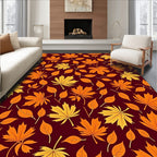 Autumn Leaves Pattern in Warm Tones Rug