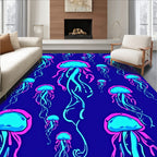 Stylized Jellyfish Pattern Vibrant Design Rug