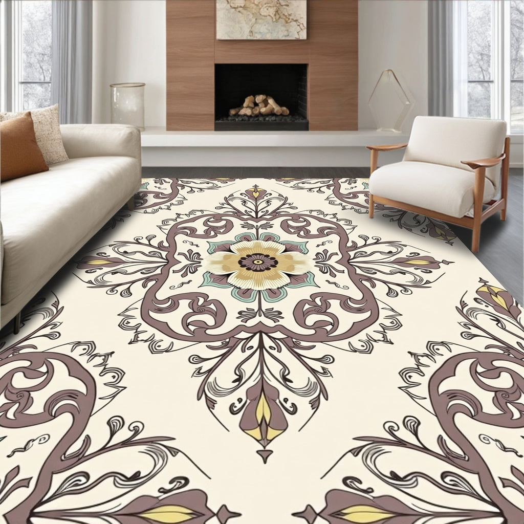 Floral And Vine Medallion Pattern Rug